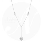 Silver Necklace 3D Heart Zirconia Stones - Silver Union